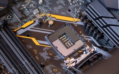 Close-up of electronic circuit boards sourced from Shenzhen electronics market