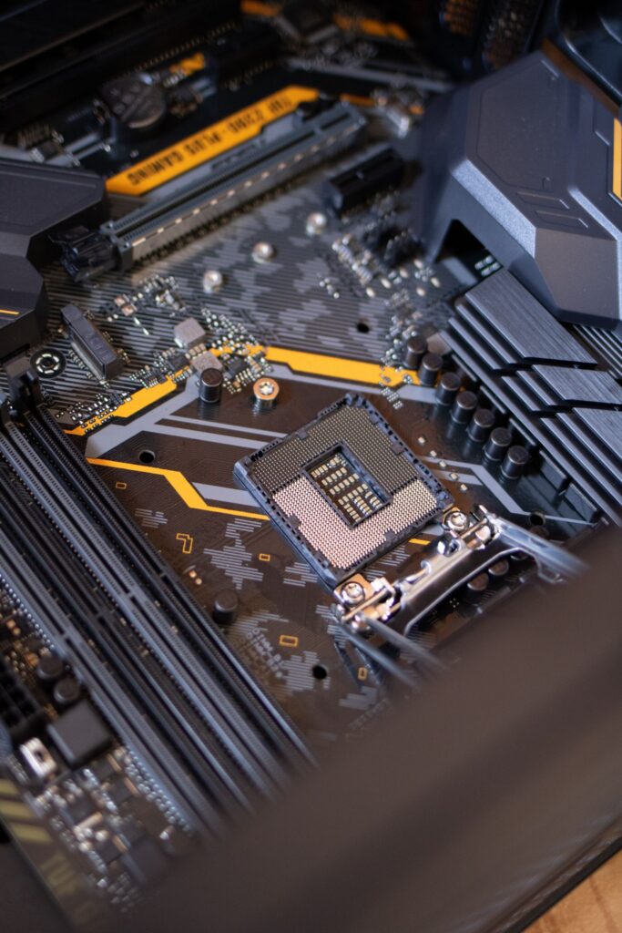 Close-up of electronic circuit boards sourced from Shenzhen electronics market